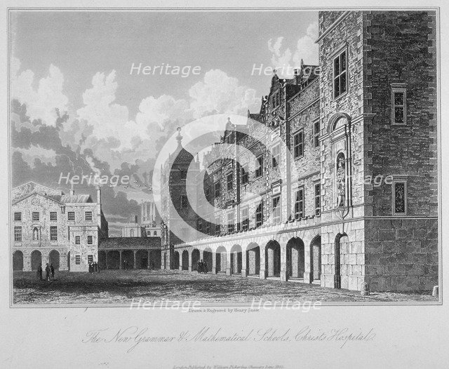 View of the new grammar and mathematical schools, Christ's Hospital, City of London, 1833. Artist: Henry Shaw