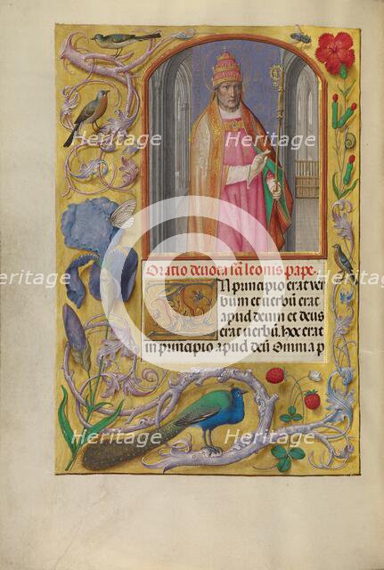 Pope Leo; Spinola Hours, about 1510-1520. Creator: Workshop of Master of the First Prayer Book of Maximilian.
