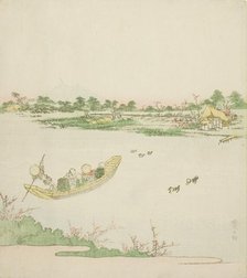 A Ferryboat Crossing the Sumida River, Japan, c. 1820s. Creator: Ikeda Eisen.