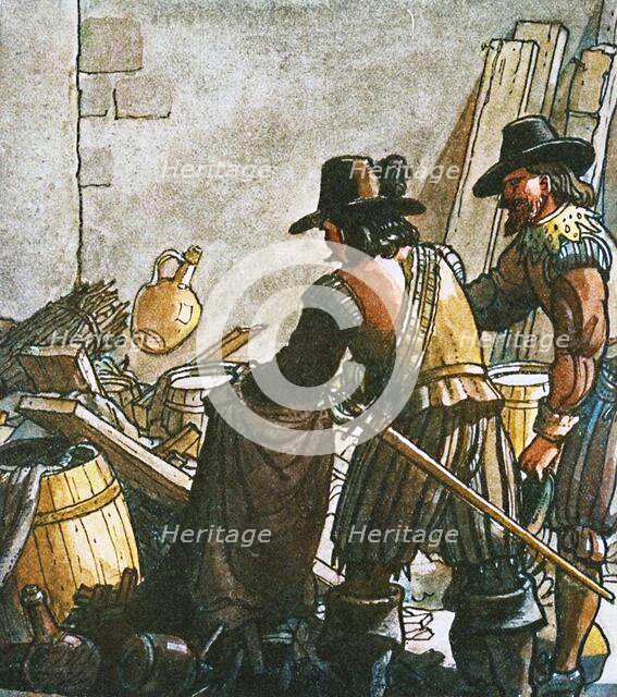 'Large stones and the iron bars and other tools used in the mining operations...', c1934. Creator: Unknown.