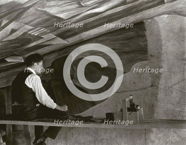 José Clemente Orozco at Work, 1926. Creator: Modotti; Tina (1896-1942).