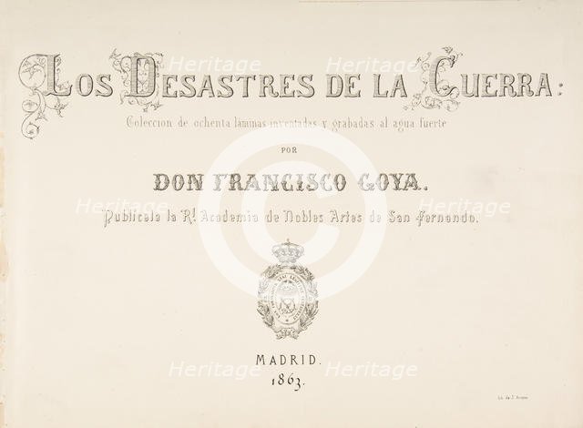The Disasters of War (Los Desastres de la Guerra), title page, 1810-20, published 1863. Creator: Francisco Goya.