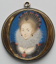 Portrait of Lucy Russell, Countess of Bedford, née Harrington, 1612. Creator: Isaac Oliver (French, c. 1565-1617), studio of.