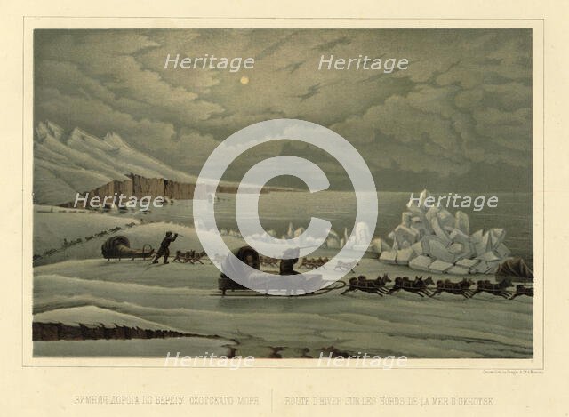 Winter Road Along the Shore of the Sea of Okhotsk, 1856. Creator: Ivan Dem'ianovich Bulychev.