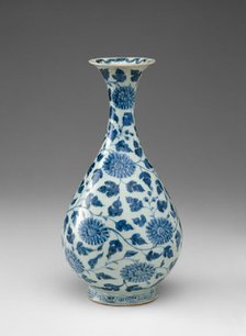 Bottle Vase with Peony Scrolls, Ming dynasty (1368-1644), late 14th century. Creator: Unknown.