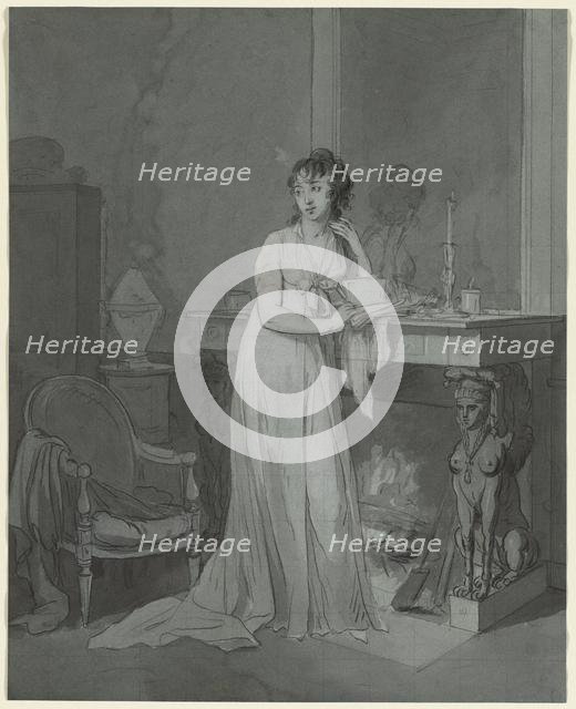 Woman in Front of a Fireplace, c. 1803. Creator: Louis Léopold Boilly (French, 1761-1845).