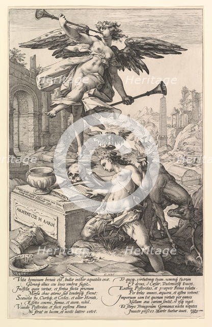 Fame and History, from the series The Roman Heroes, 1586. Creator: Hendrik Goltzius.