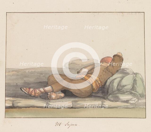 Traditional costumes of the island of Gozo, 1778. Creator: Louis Ducros.