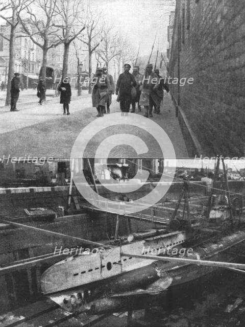 'La capture d'un sous-marin allemand; en haut, le commandant en second bonne garde..., 1916. Creator: Unknown.