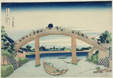 Beneath Mannen Bridge in Fukagawa (Fukagawa Mannenbashi shita) from the series..., c. 1830/33. Creator: Hokusai.