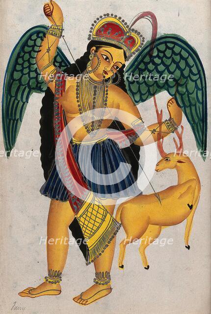 Apsara with pet deer. Creator: Unknown.