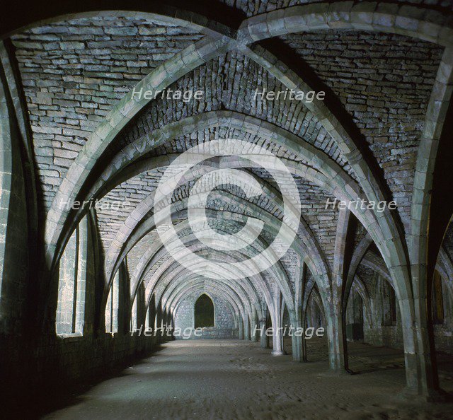 The vaults in the cellarium of Fountains Abbey, 12th century. Artist: Unknown