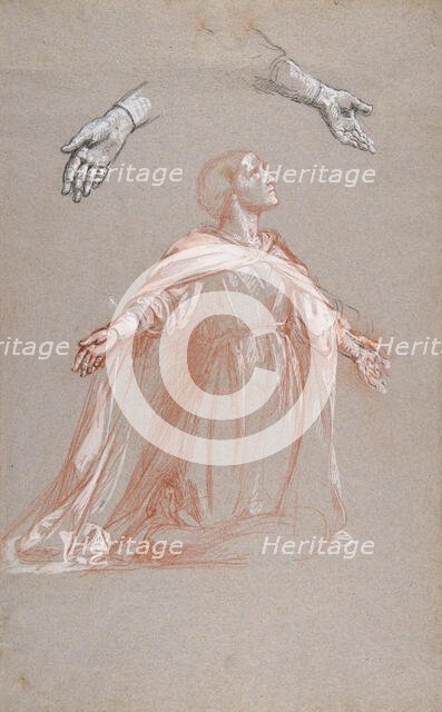 Sainte Clotilde (middle register; study for wall paintings in the Chapel of Saint Remi..., 19th cent Creator: Isidore Pils.