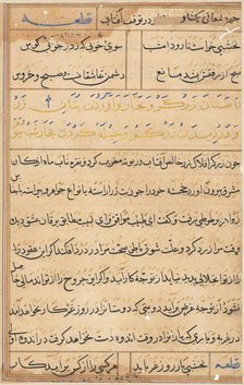 Page from Tales of a Parrot (Tuti-nama): text page, c. 1560. Creator: Unknown.