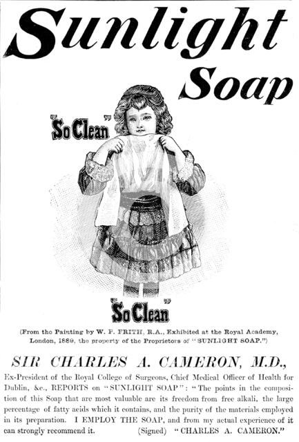 Advertisement for Sunlight Soap, 1890. Creator: Unknown.