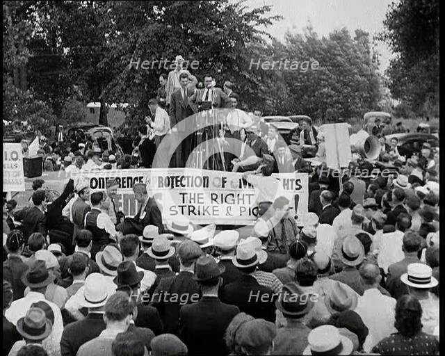Crowd of Workers Demonstrating, 1932. Creator: British Pathe Ltd.