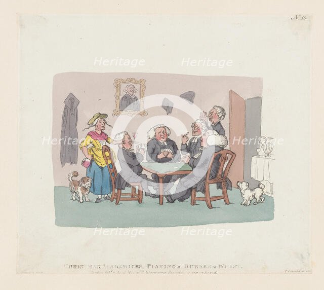 Christmas Academics Playing a Rubber at Whist, April 1, 1803., April 1, 1803. Creator: Thomas Rowlandson.