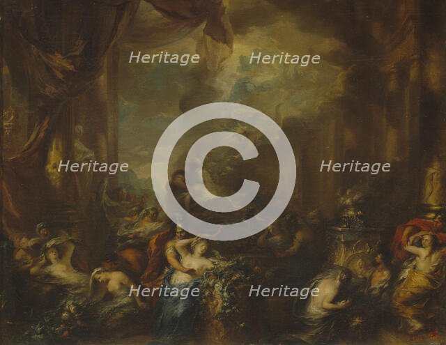 Dido burning herself at the stake. Creator: Elliger, Ottmar (Ottomar), the Younger (1666-1735).