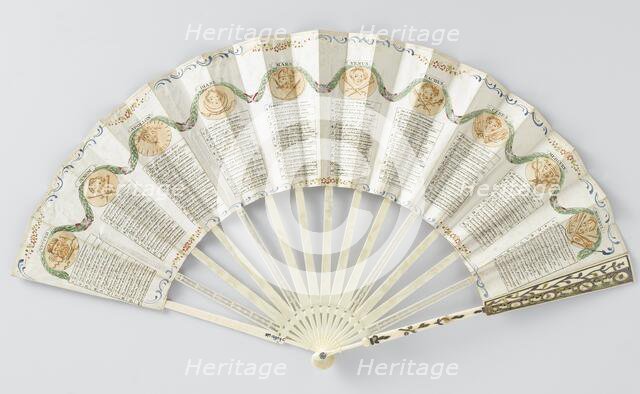Folding paper fan on ivory frame, c.1780-c.1790. Creator: Anon.