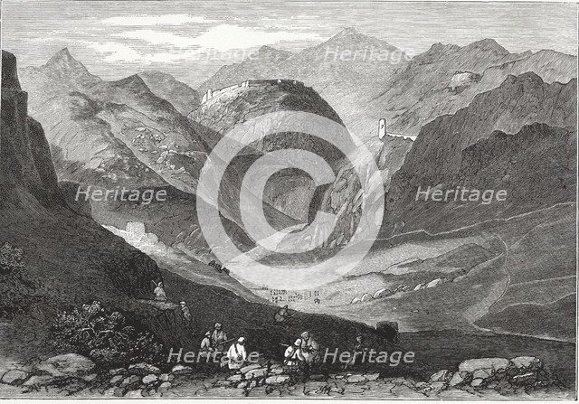 British-Afghan war, view of the Khyber Pass on the Afghan border with India.