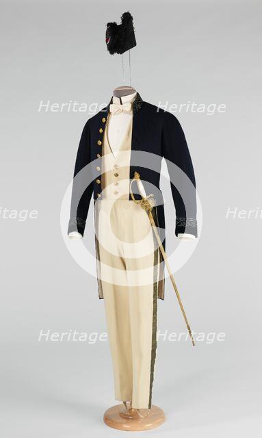 Court presentation ensemble, French, 1869. Creator: A Dusautoy.