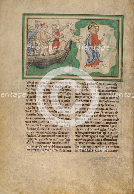 The Arrival of Saint John on Patmos; Dyson Perrins Apocalypse, about 1255-1260. Creator: Unknown.