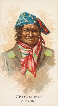 Geronimo, Apache, from the American Indian Chiefs series (N2) for Allen & Ginter Cigarette..., 1888. Creator: Allen & Ginter.