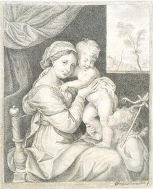 Trompe l'Oeil of a Framed Print of Mary with the Child;Virgin and Child, 1676-1695. Creator: Franz de Hamilton.