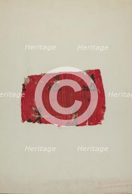 Textile - Piece of Old Quilted Cloth, c. 1939. Creator: Lucille Lacoursiere.