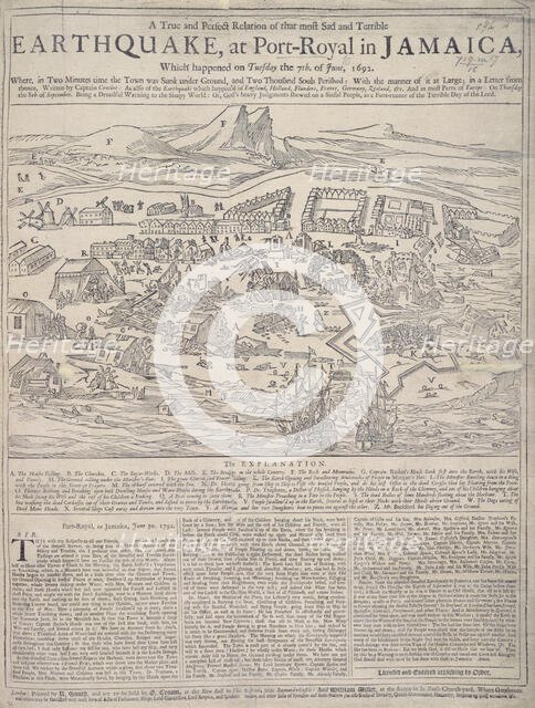 Earthquake at Port Royal, Jamaica, 7th June 1692. Creator: Unknown.