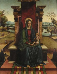 Virgin with Child enthroned with donors, 1497-1500. Creator: Panetti, Domenico (1460-1530).