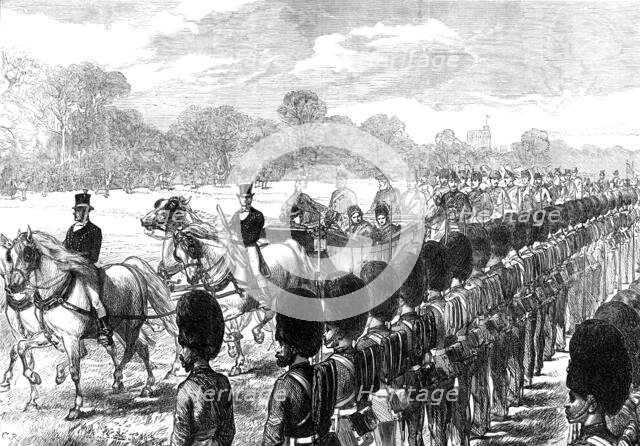 Review at Windsor of troops from the Ashantee War: the Queen passing along the line, 1874. Creator: Unknown.