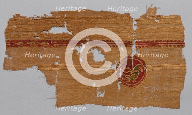 Fragment of Square Ornament with a Bird, 600s - 700s. Creator: Unknown.