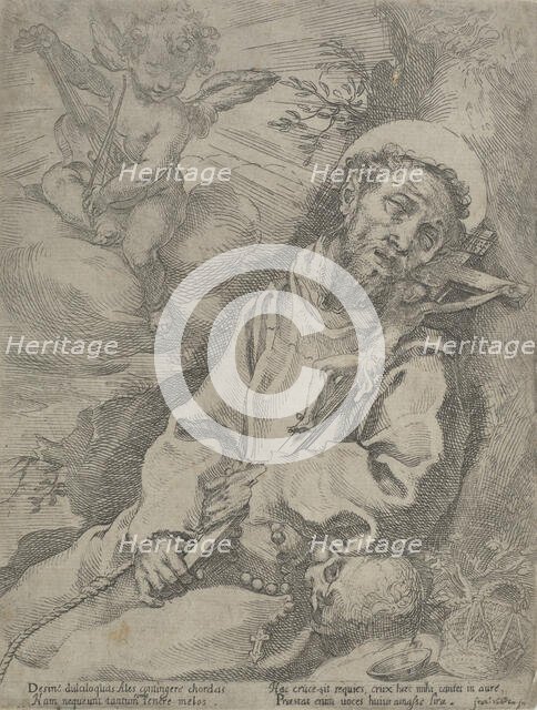 St Francis consoled by a musical angel,  c.1595. Creator: Francesco Vanni.