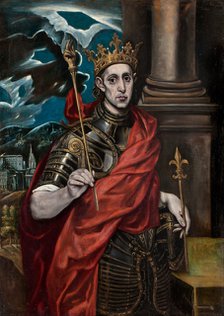 Saint Louis IX of France. Artist: El Greco, (Studio of) 