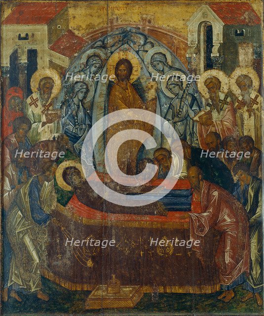 The Dormition of the Virgin, Early 15th cen.. Artist: Russian icon  