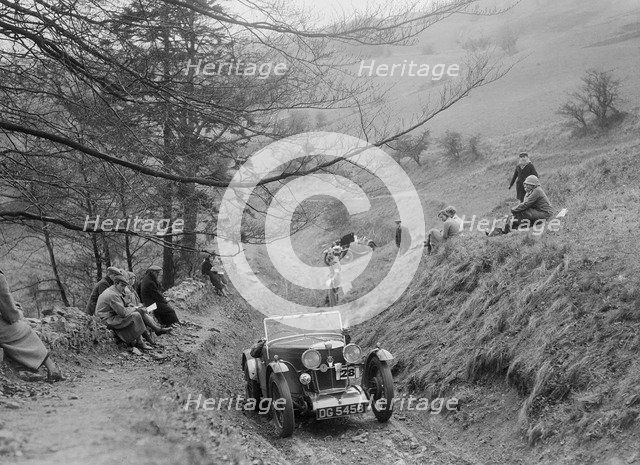 MG J2 competing in the MG Car Club Abingdon Trial/Rally, 1939. Artist: Bill Brunell.