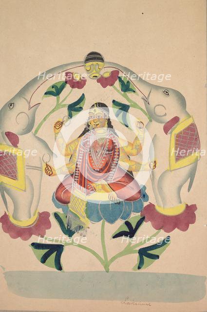 Gajalakshmi: Lakshmi with Elephants, 1800s. Creator: Unknown.