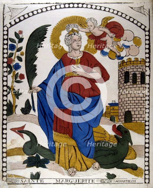 St Margaret or Marina of Antioch, early 4th century virgin Christian martyr, 19th century. Artist: Anon