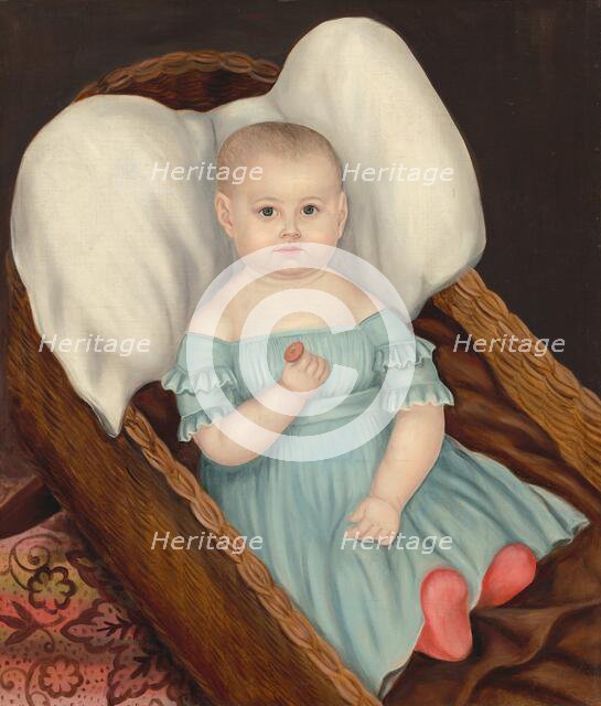 Baby in Wicker Basket, c. 1840. Creator: Joseph Whiting Stock.