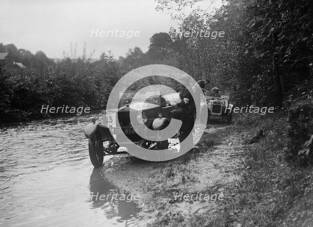 OM of JA Andrews and Austin Ulster competing in the JCC Lynton Trial, 1932. Artist: Bill Brunell.