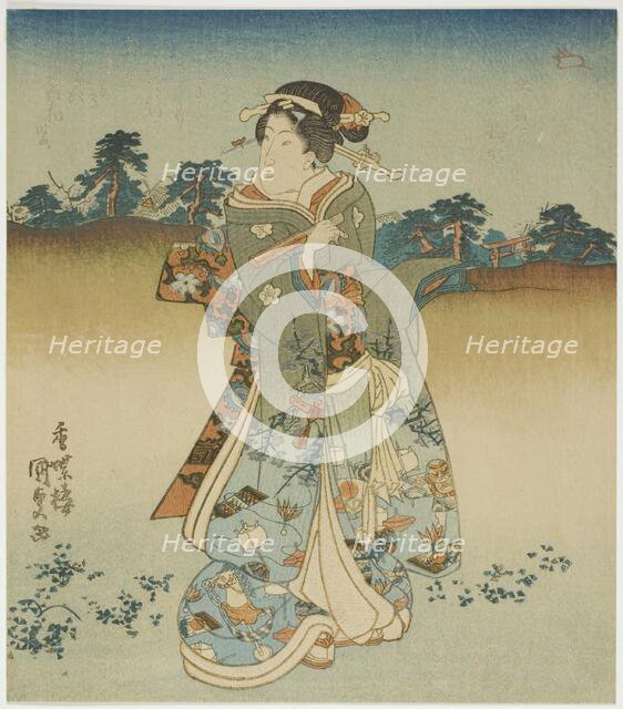 Woman on her way to visit a shrine, early 1830s. Creator: Utagawa Kunisada.