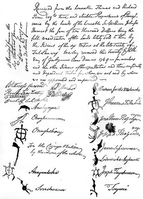 Reduced facsimile of a treaty between the British and Native American tribes, 1769, (c1880). Artist: Unknown