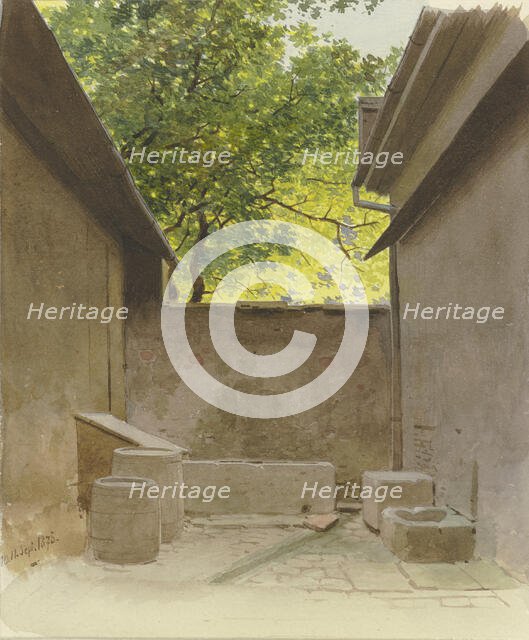 Back yard, 1875. Creator: Carl Theodor Reiffenstein.