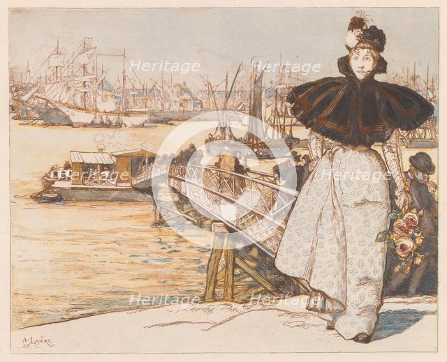 Pier on the Garonne, Bordeaux (Embarcadère sur la Garonne, Bordeaux), 1897. Creator: Auguste Louis Lepère (French, 1849-1918).
