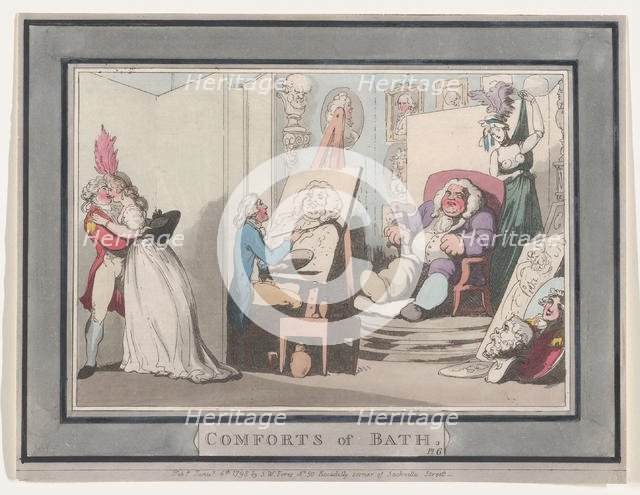 Comforts of Bath, Plate 6, January 6, 1798., January 6, 1798. Creator: Thomas Rowlandson.