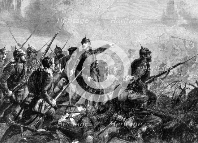 Prussian infantry at the charge, Franco-Prussian War, 1870. Artist: Unknown