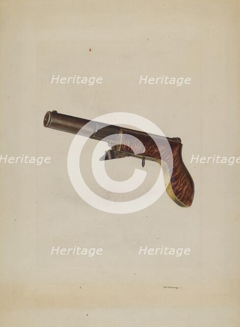 Muzzle Loading Pistol, c. 1940. Creator: Alf Bruseth.