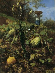 The pumpkin patch, 1862. Creator: August von Pettenkofen.