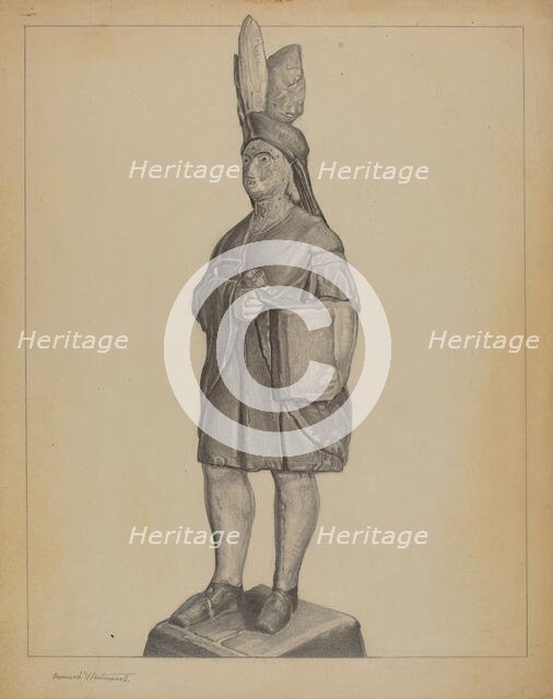 Cigar Store Indian, c. 1937. Creator: Bernard Westmacott.